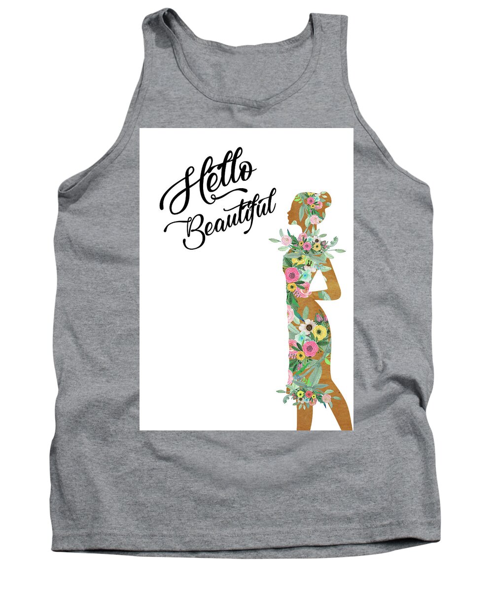 Woman Tank Top featuring the mixed media Hello Beautiful by Claudia Schoen