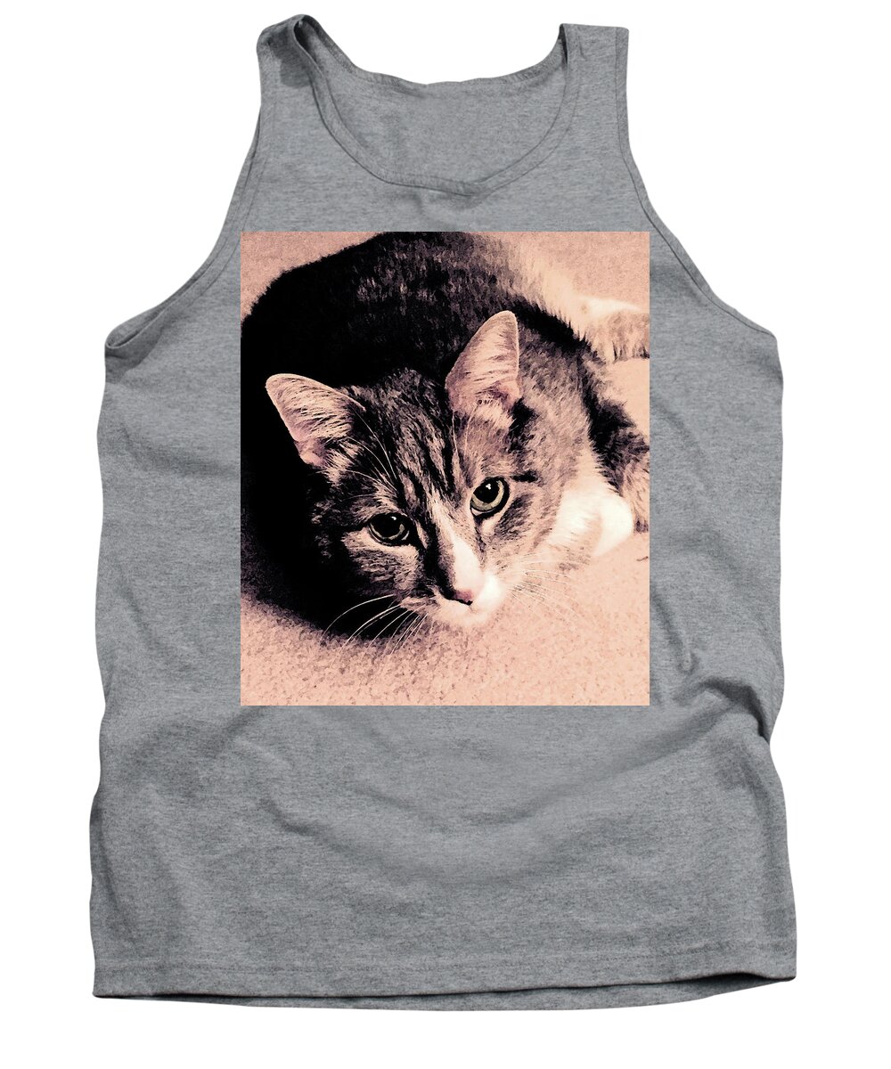 Cat Tank Top featuring the photograph Hello by Geoff Jewett