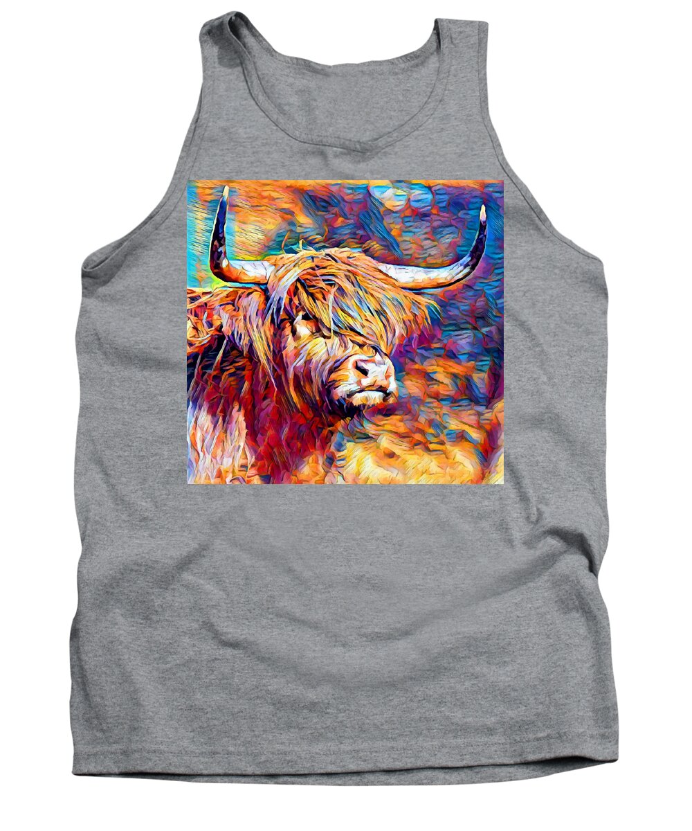 Cow Tank Top featuring the painting Highland Cow 6 by Chris Butler
