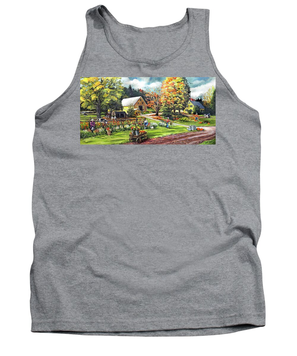 Autumn Tank Top featuring the painting Hodges Farm in Fairlee Vermont by Nancy Griswold