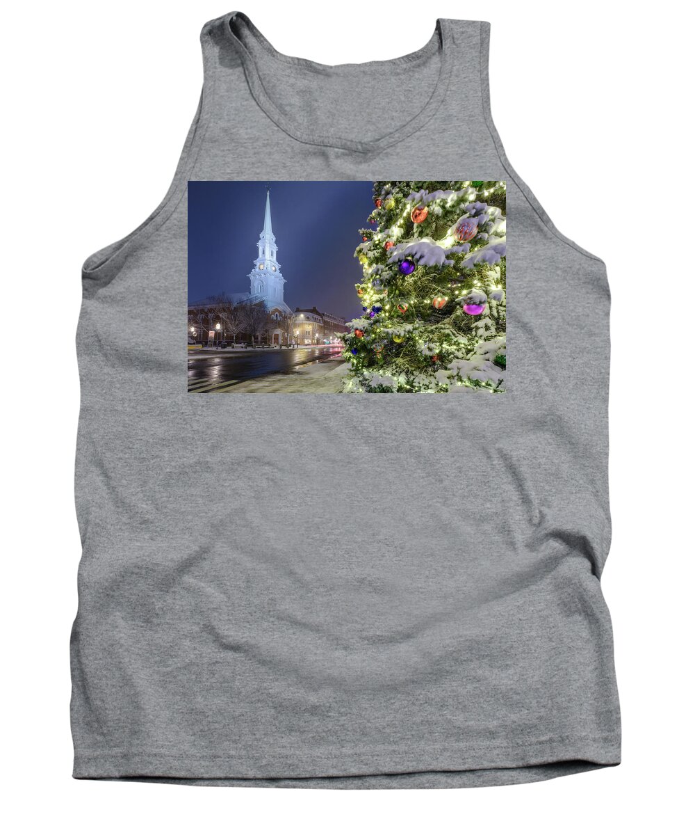 Snow Tank Top featuring the photograph Holiday Snow, Market Square by Jeff Sinon