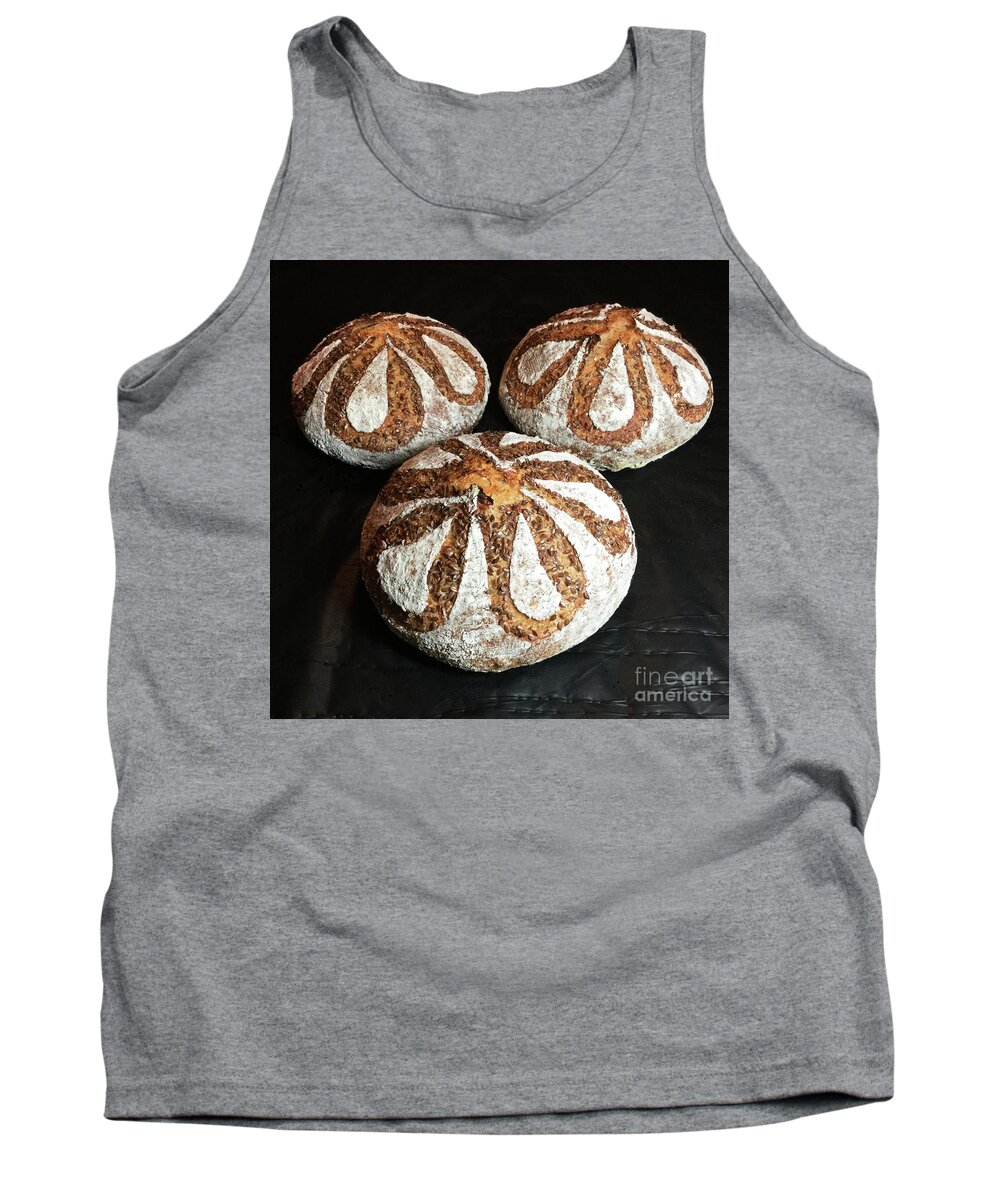 Bread Tank Top featuring the photograph Honey Flax Sourdough Trio by Amy E Fraser