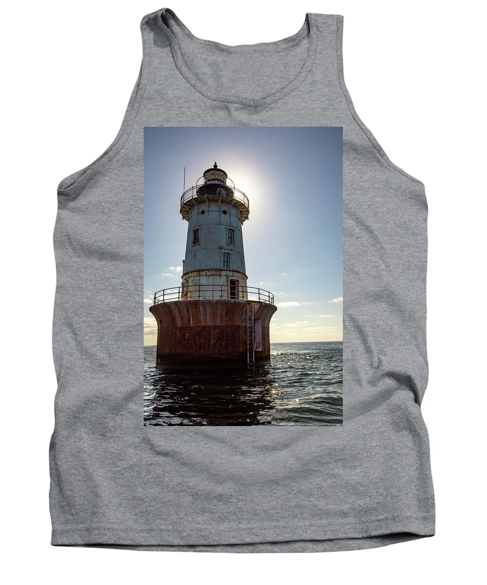 Chesapeake Tank Top featuring the photograph Hoopers Island Lighthouse seascape by Karen Foley