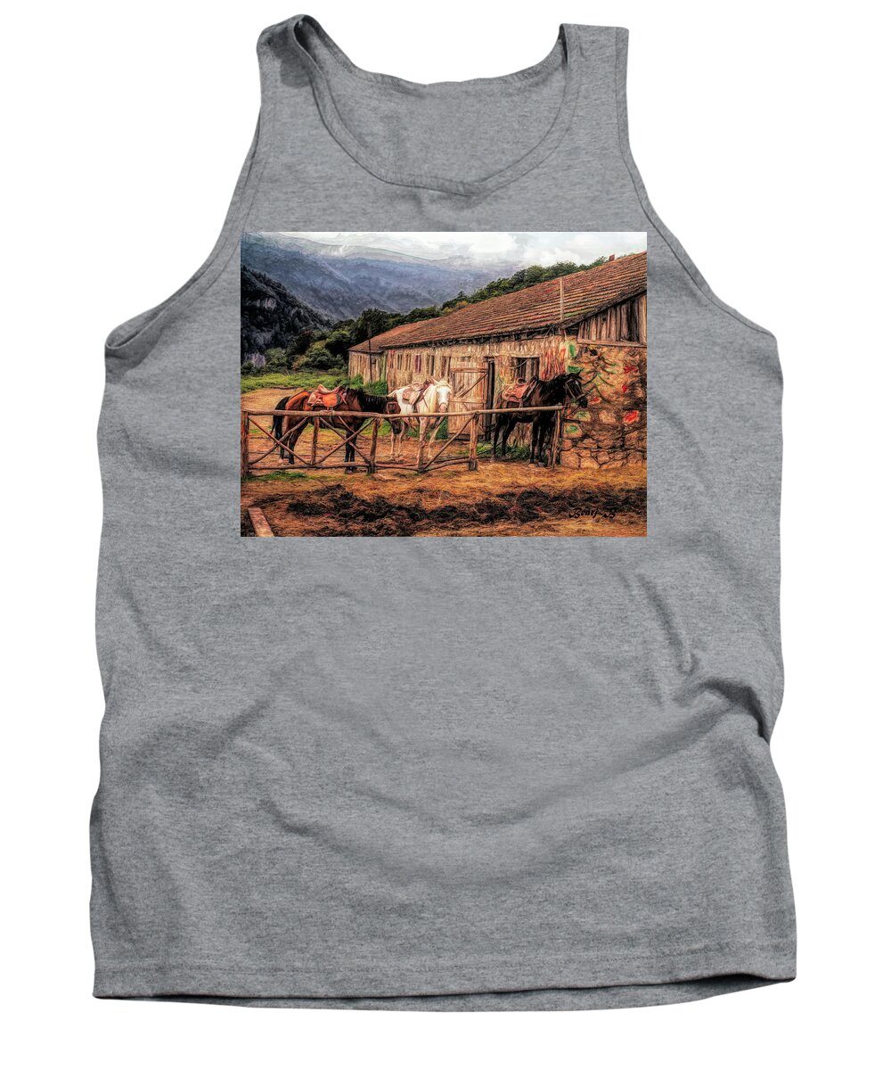 Horses Tank Top featuring the photograph Horses in Corral by Bearj B Photo Art