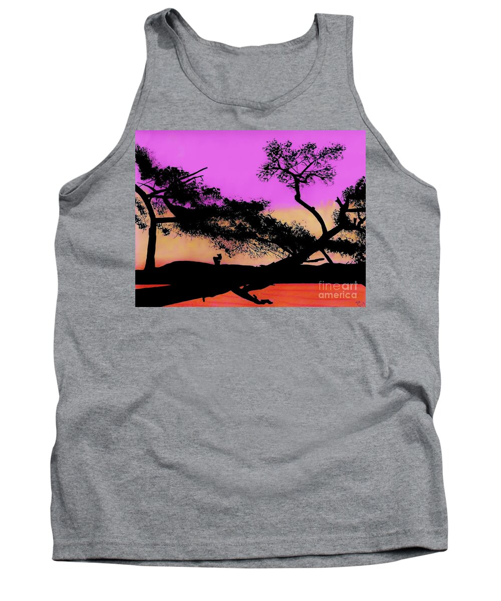 Sunset Tank Top featuring the drawing Hot Pink Sunset by D Hackett