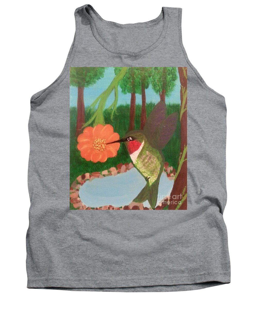 Hummingbird Tank Top featuring the painting Hummingbird View From Balcony by Elizabeth Mauldin