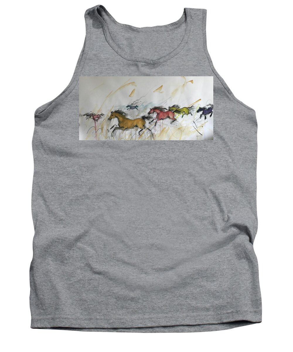 Horses Tank Top featuring the painting Img_3207 by Elizabeth Parashis