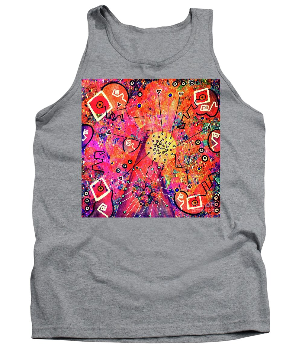 Abstract Synapse Tank Top featuring the mixed media Impulse by Laurie's Intuitive