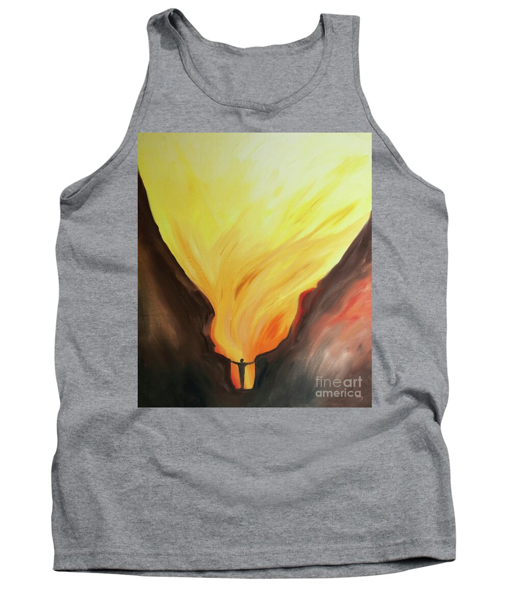 Darkness Tank Top featuring the painting In A Pit Of Darkness Or Despair, We Can Call Out To God, Certain That He Will Hear Us by Elizabeth Wang