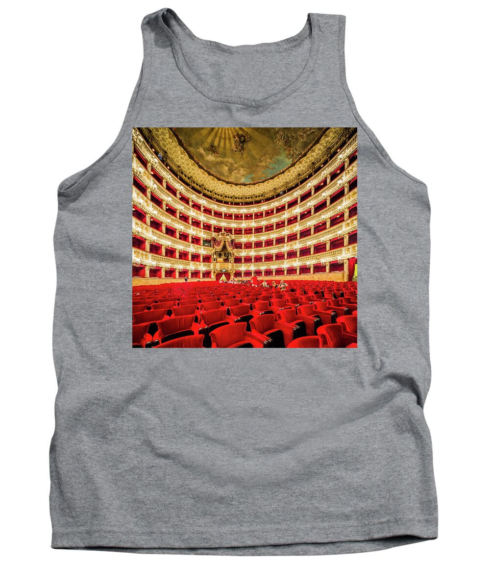 Estock Tank Top featuring the digital art Italy, Campania, Napoli District, Naples, Teatro (theatre, Opera House) San Carlo, The Seats In The Auditorium, On The Background The Palco Reale (royal Box) by Massimo Borchi