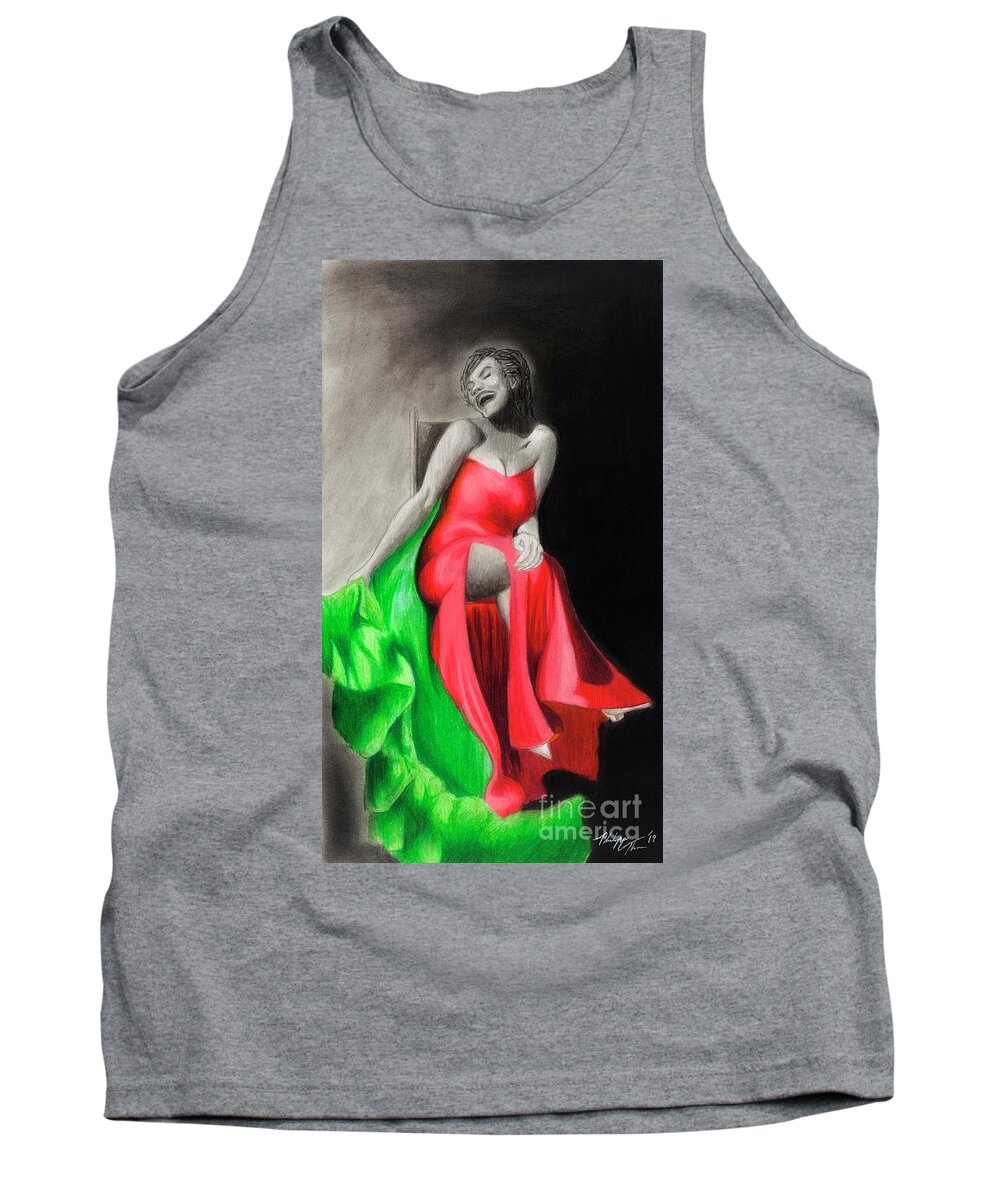 Aka Tank Top featuring the drawing Ivy Joy by Philippe Thomas