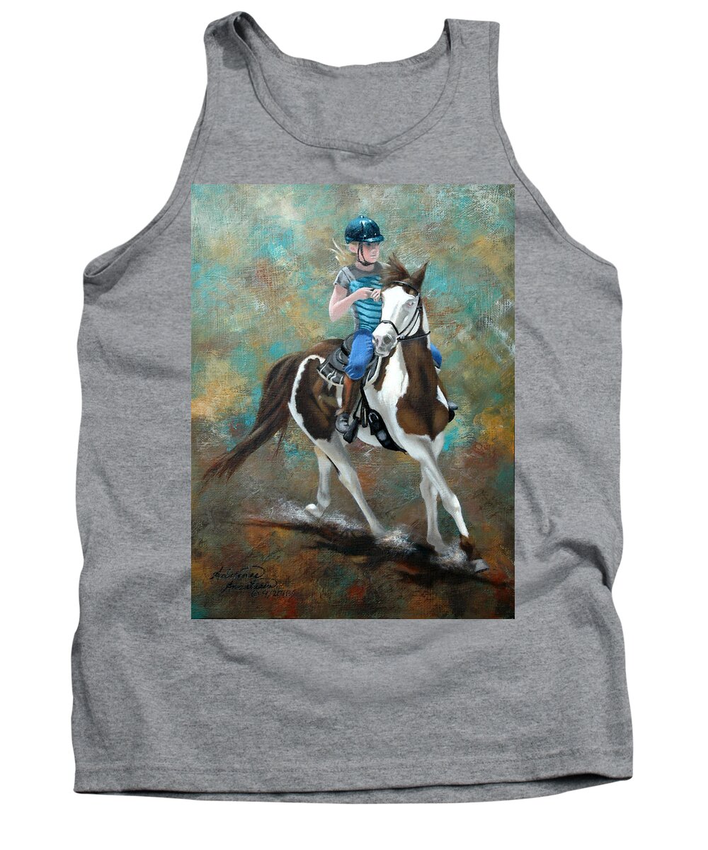 Horse Tank Top featuring the painting Jakey and Me by Adrienne Dye