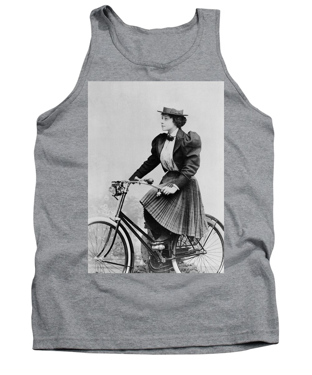 Woman Tank Top featuring the photograph Julia Denis On A Bicycle, 1893 by Benque Studio