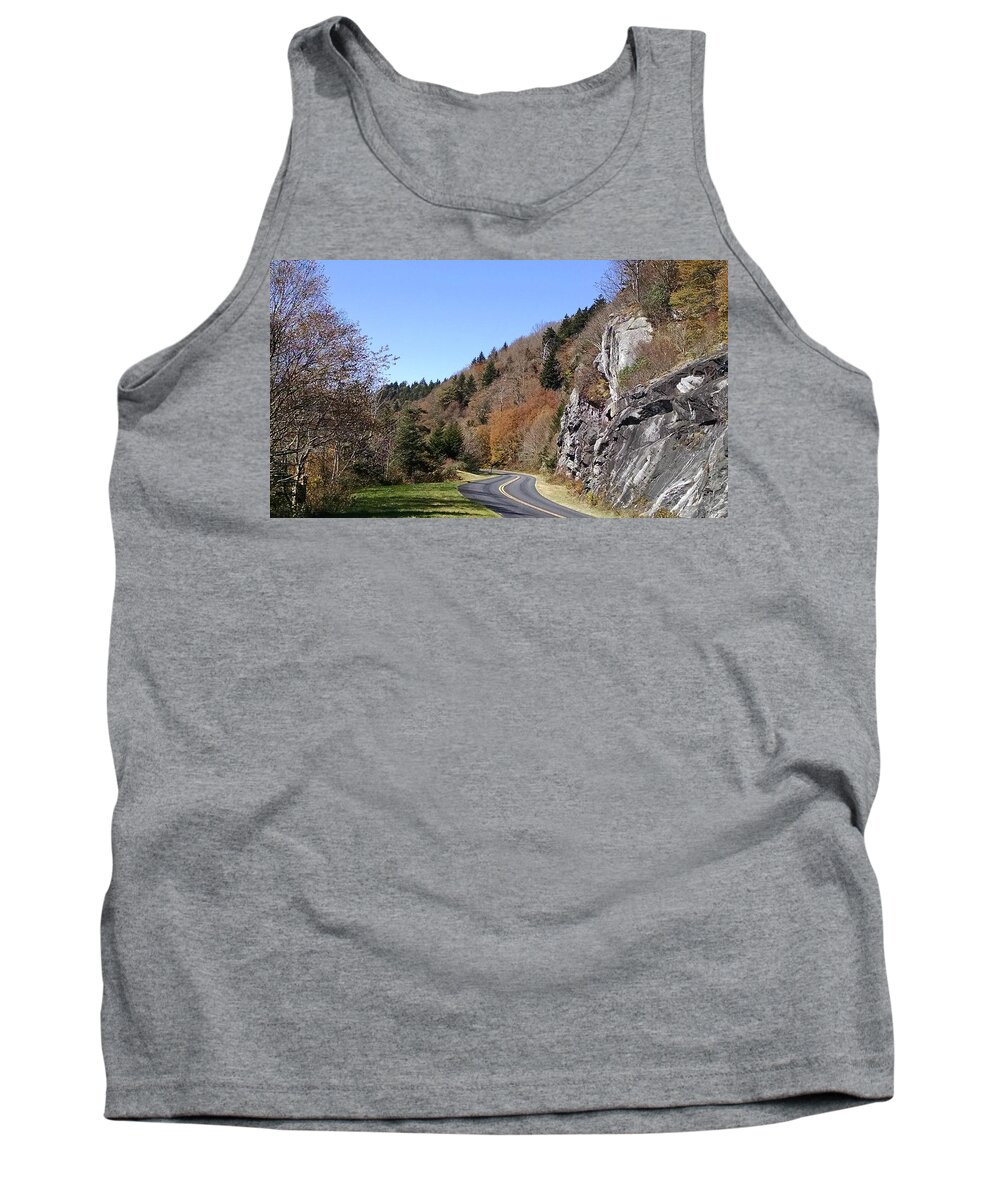 Blue Ridge Parkway Tank Top featuring the photograph Just Around the Bend by Allen Nice-Webb