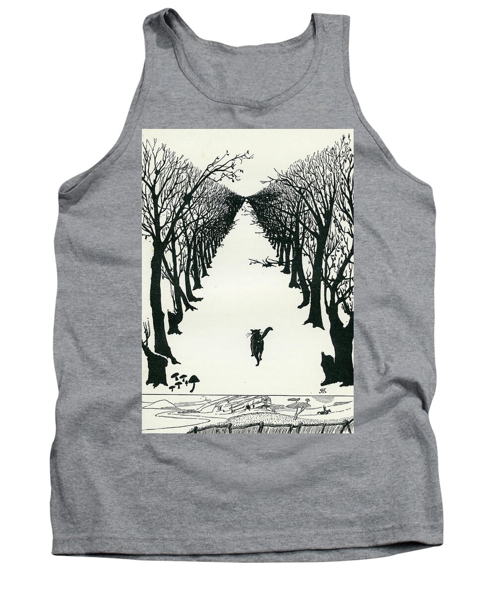 Book Illustration Tank Top featuring the drawing The Cat That Walked by Himself #2 by Rudyard Kipling