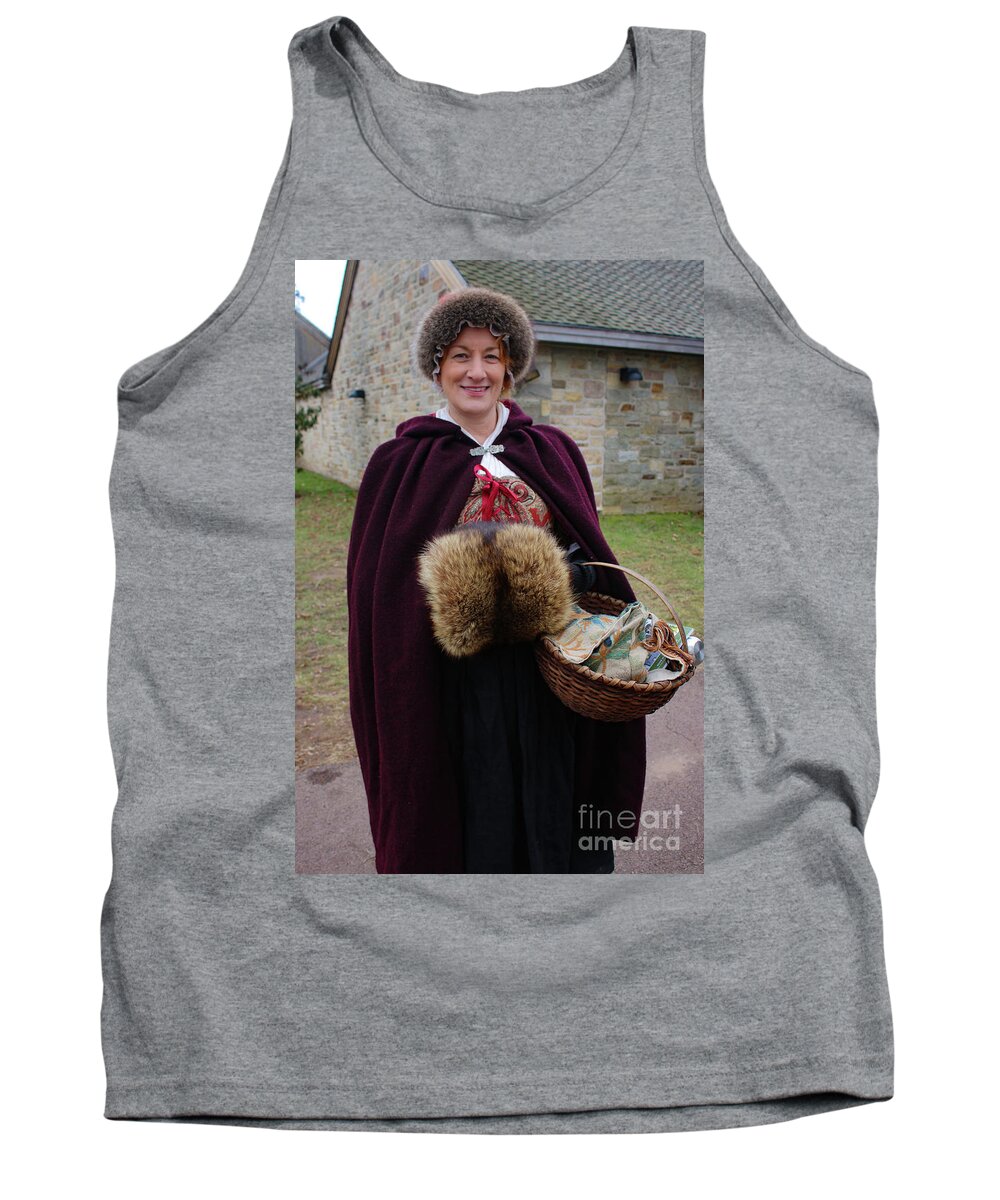Re-enactor Tank Top featuring the photograph Lady at Washington Crossing by Sandy Moulder
