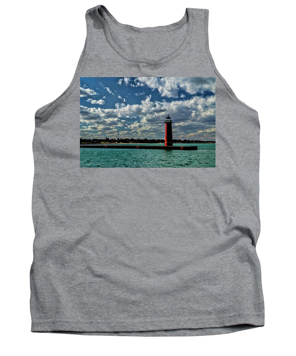 Lighthouse Tank Top featuring the photograph Looking back at the red lighthouse in Kenosha by Sven Brogren