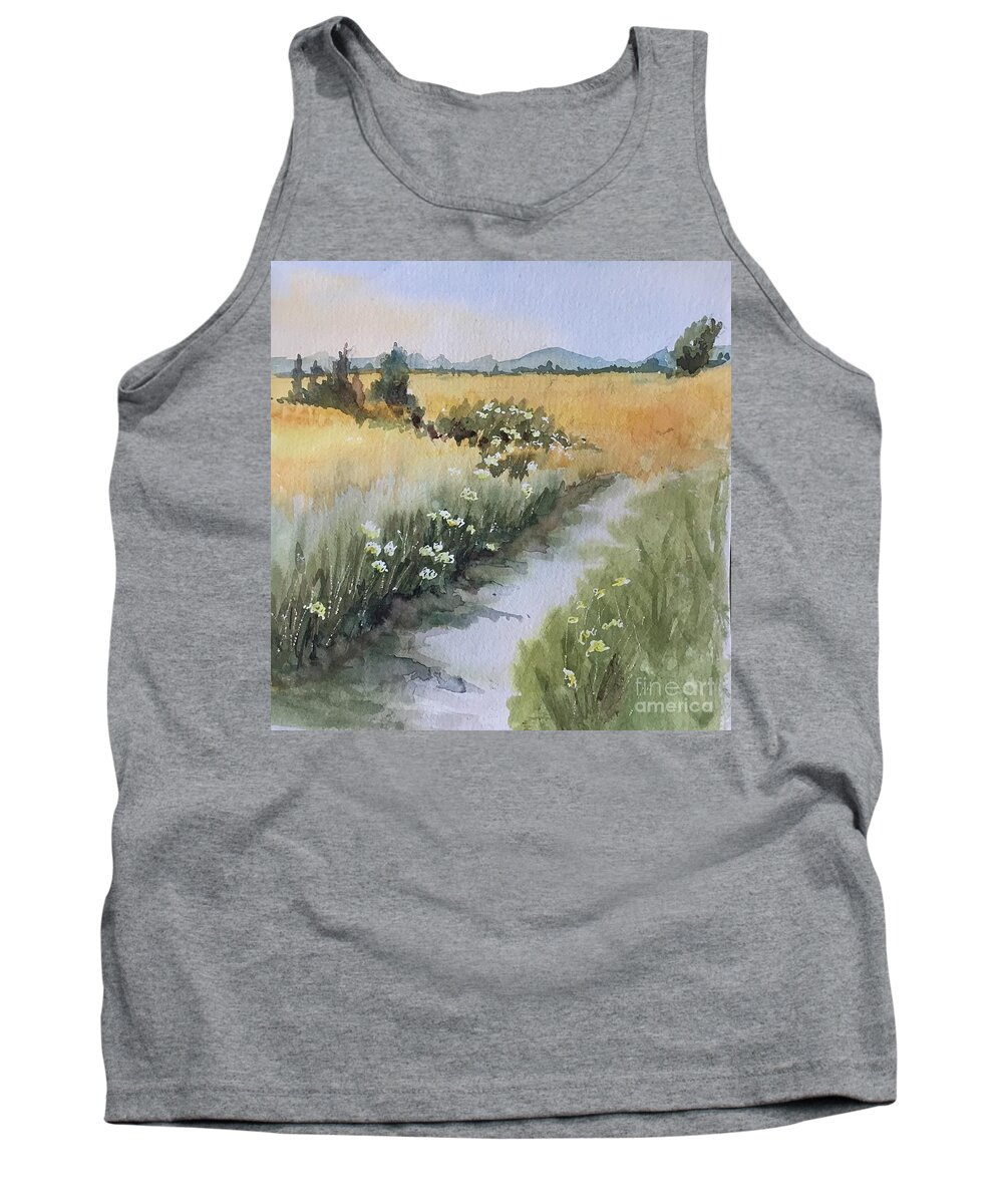 Canadian Cascades Tank Top featuring the painting Looking Towards the Canadian Cascades by Watercolor Meditations