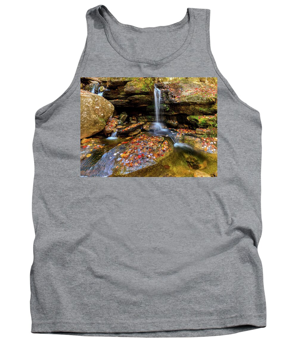 Diana's Baths; New Hampshire; New England; Waterfall; Falls; Autumn; Fall; Season; Color; Colorful; Leaves; Rocks; Romantic; Love; Heart; Beat; Relationship; Tender; Emotion; Desire; Landscape; Rob Davies; Photography; Conway; No Person Tank Top featuring the photograph Love Heart by Rob Davies