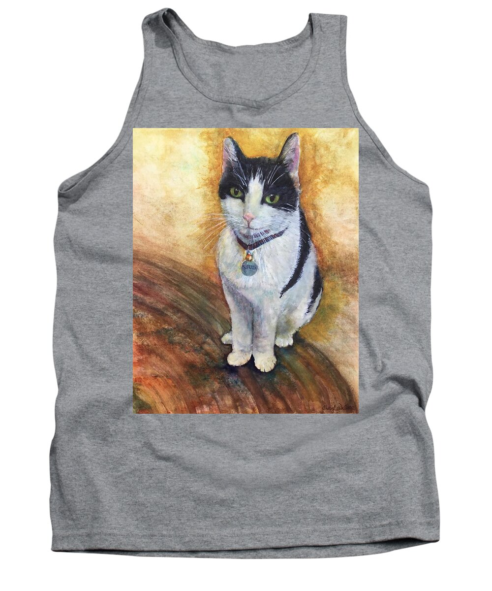 Cat Tank Top featuring the painting Lucifee by Cheryl Wallace