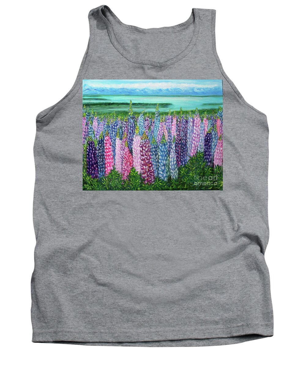 Impressionism Tank Top featuring the painting Lupine Impressions by Lyric Lucas