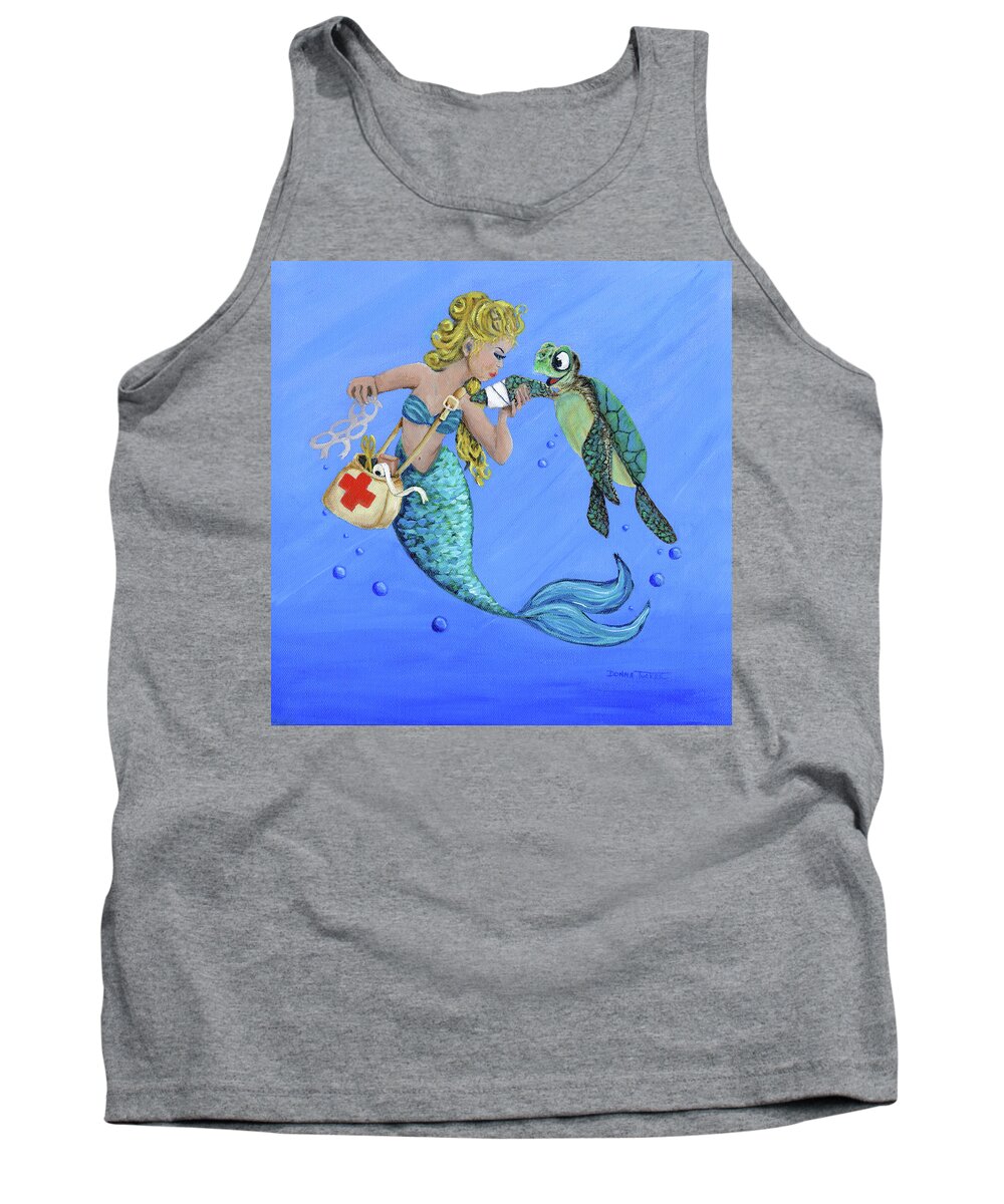 Coastal Tank Top featuring the painting Mermaid Nurse by Donna Tucker