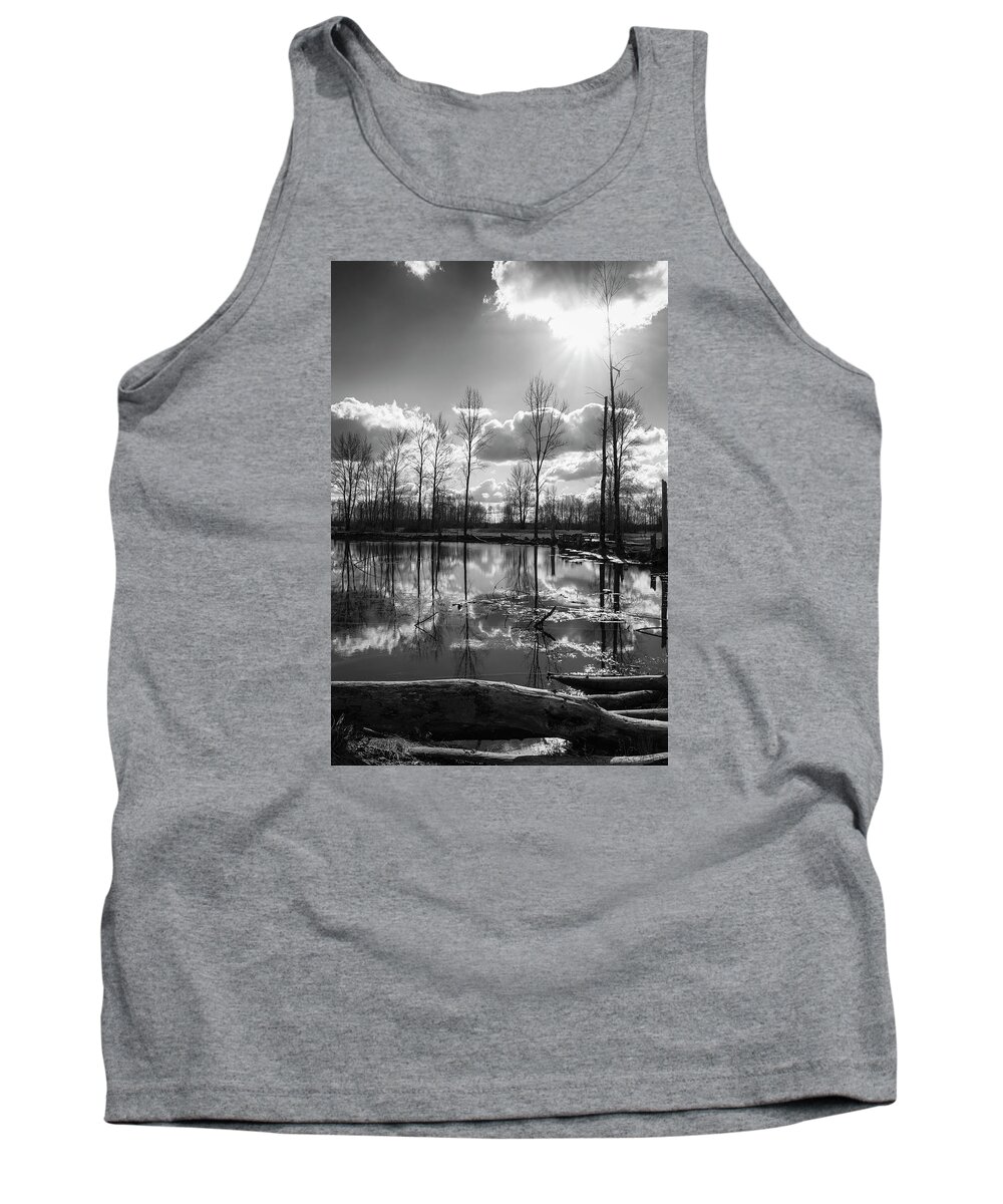 Black And White Tank Top featuring the photograph Mirror Pond by Steven Clark