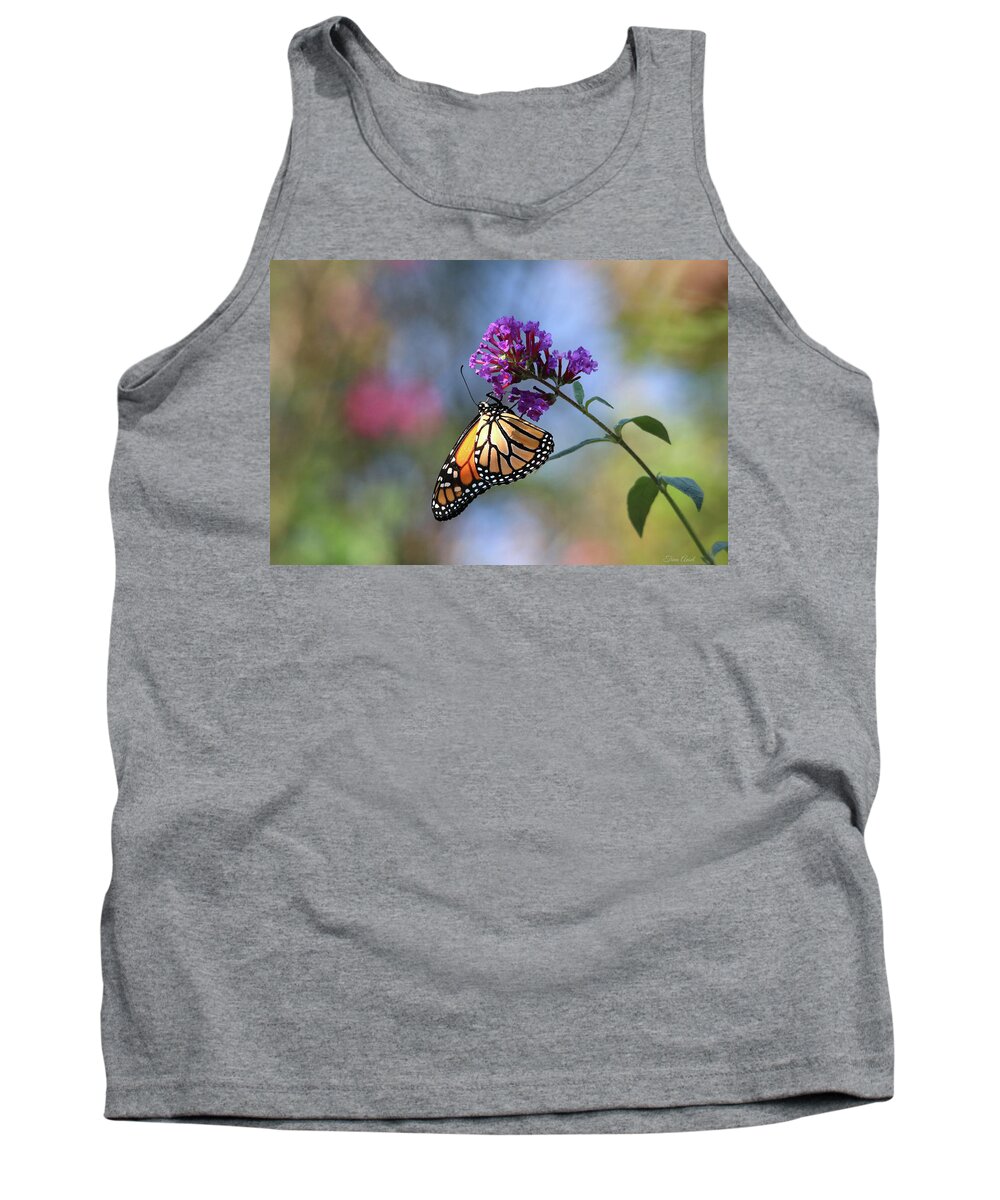 Nature Tank Top featuring the photograph Monarch Butterfly on Purple Butterfly Bush by Trina Ansel