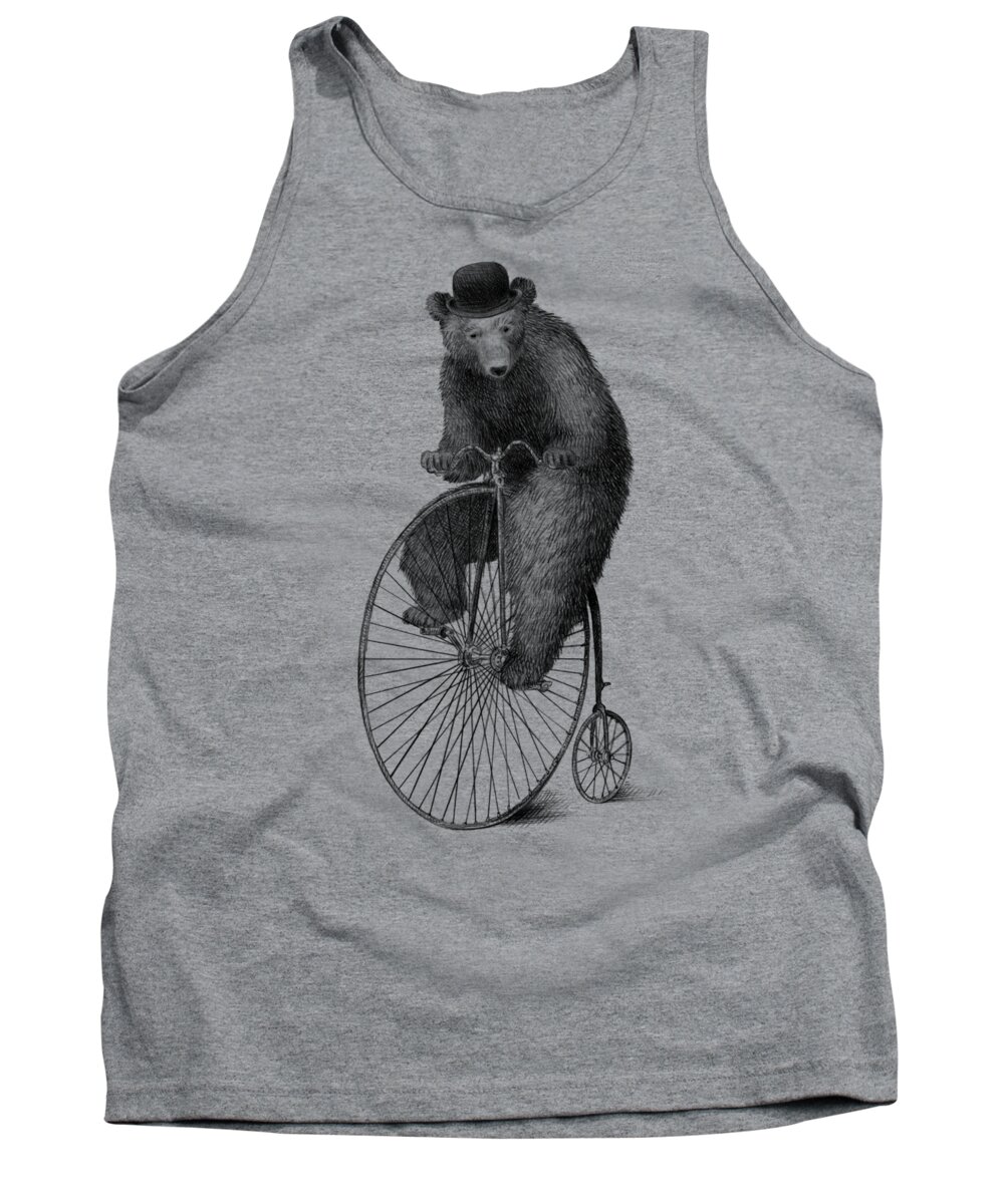 Bear Tank Top featuring the drawing Morning Ride by Eric Fan