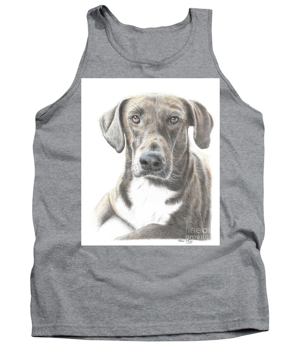 Dog Tank Top featuring the drawing Mousse #2 by Mike Ivey
