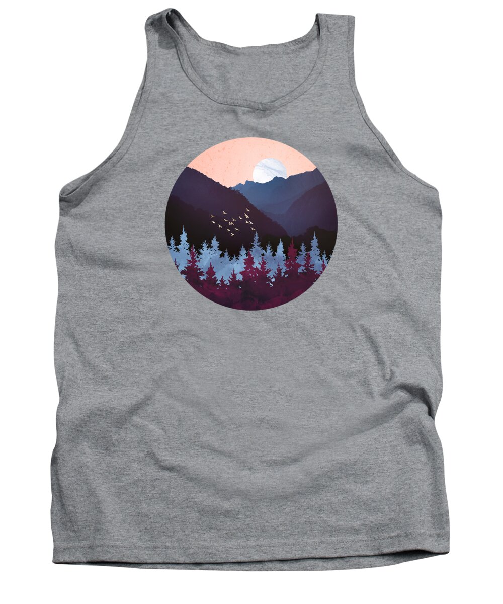 Digital Tank Top featuring the digital art Mulberry Dusk by Spacefrog Designs