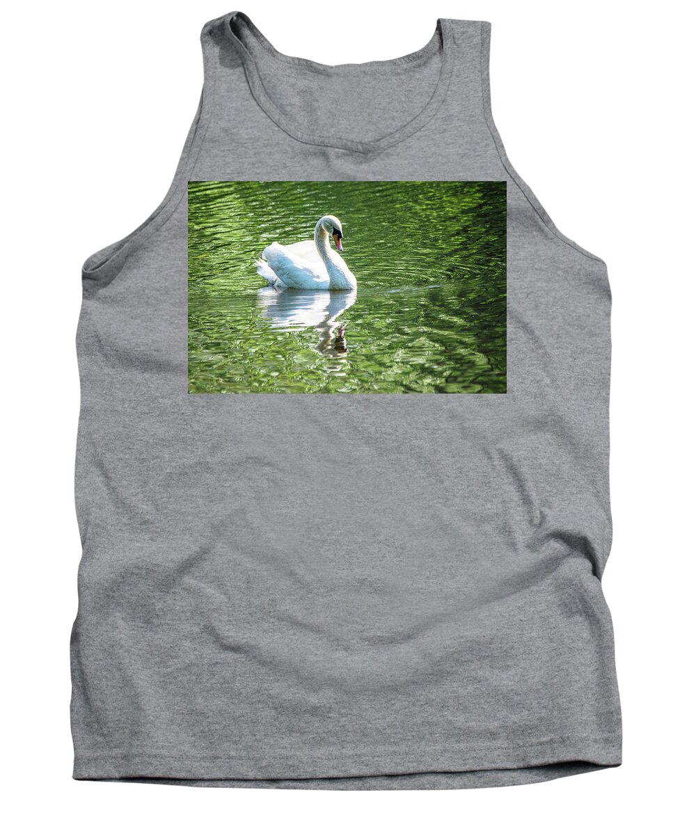 Mute Swan Tank Top featuring the photograph Mute Swan on Green by Mary Ann Artz