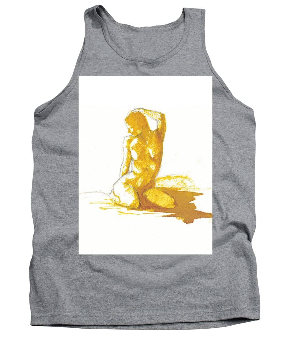 Naked Tank Top featuring the drawing Naked Young Woman by Raffaello Saverio Padelletti