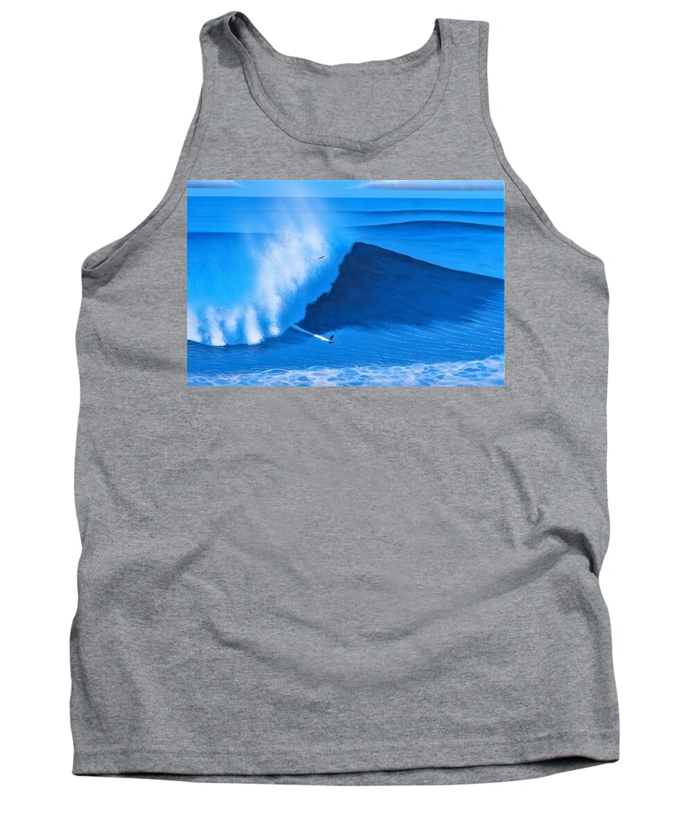 Surfing Tank Top featuring the painting Nazare Portugal 11-08-2017 by John Kaelin