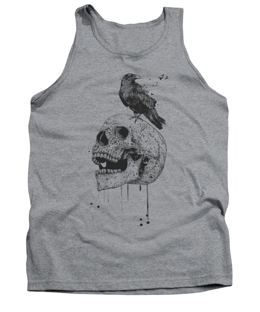 Skull Tank Top featuring the drawing New skull by Balazs Solti