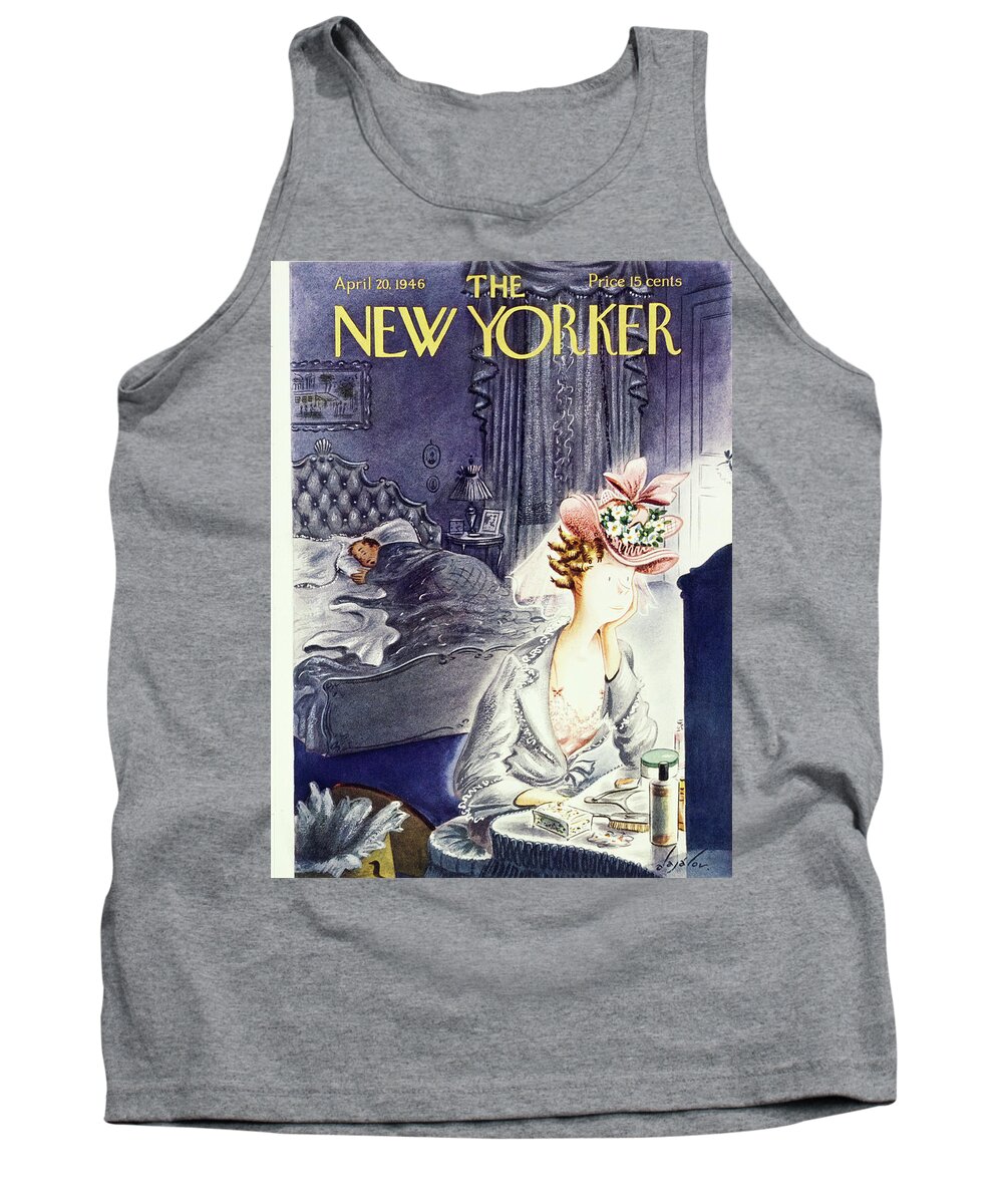 Illustration Tank Top featuring the painting New Yorker April 20 1946 by Constantin Alajalov