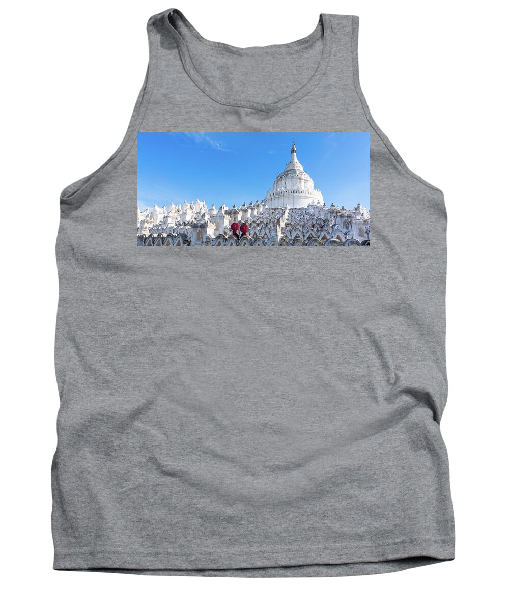 Boy Tank Top featuring the photograph novice monks at Burmese Temple by Ann Moore
