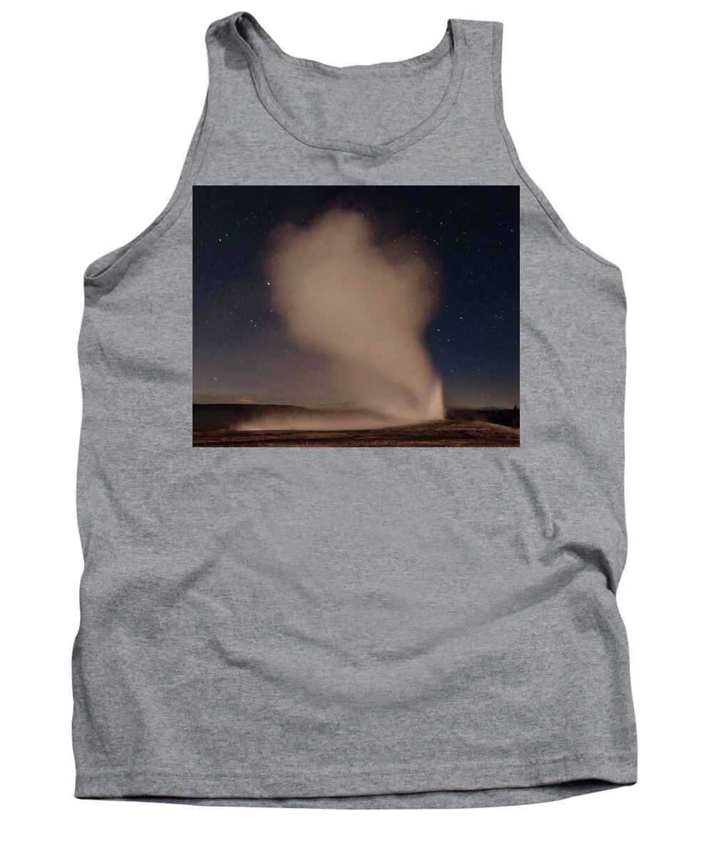 Steam Tank Top featuring the photograph Old Faithful at Night by John Christopher