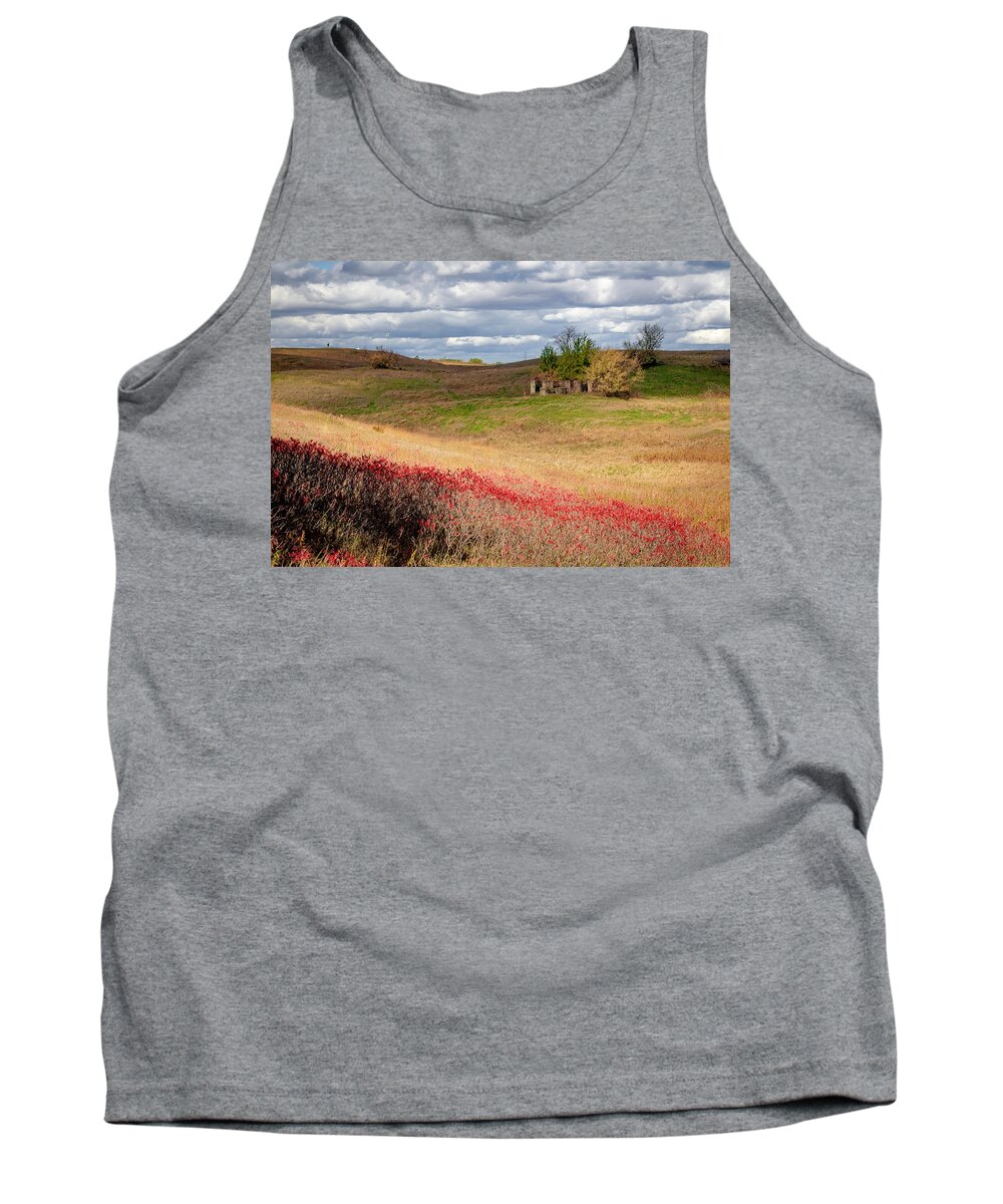 Prairie Tank Top featuring the photograph Old Foundation on the Prairie by Kevin Argue
