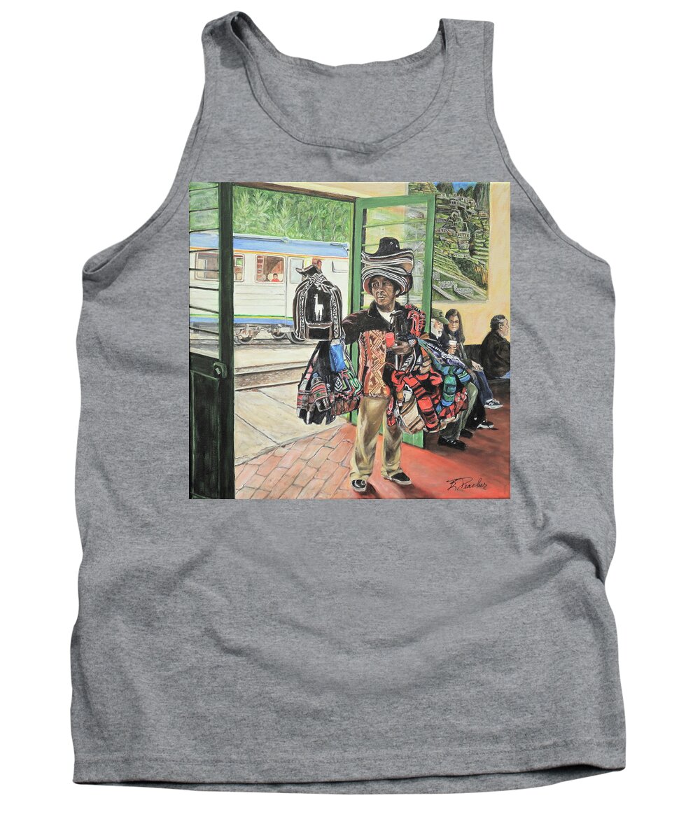 Ollantaytambo Tank Top featuring the painting One Man Store by Bonnie Peacher