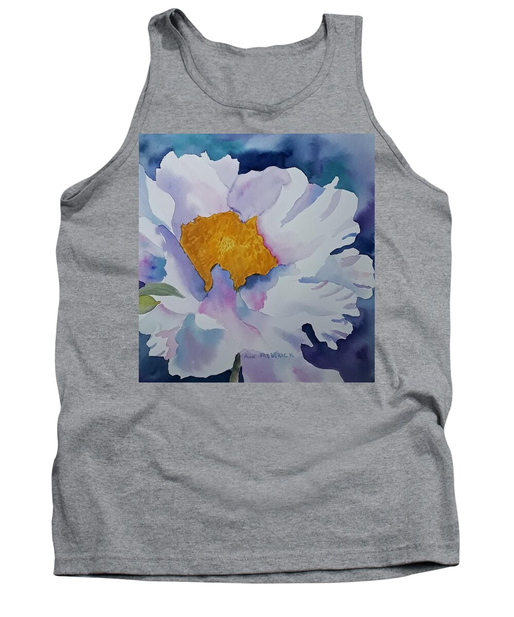 Floral Tank Top featuring the painting One White Flower by Ann Frederick