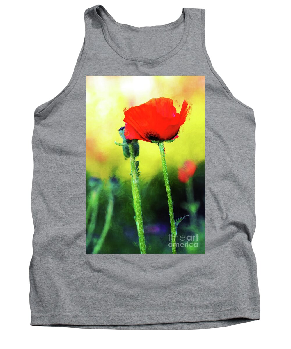 Red Poppy Tank Top featuring the photograph Painted Poppy Abstract by Anita Pollak