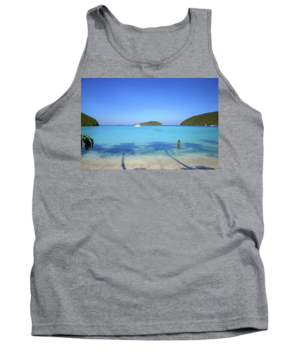 Caribbean Tank Top featuring the photograph Palm Shadows on the Atlantic by Climate Change VI - Sales