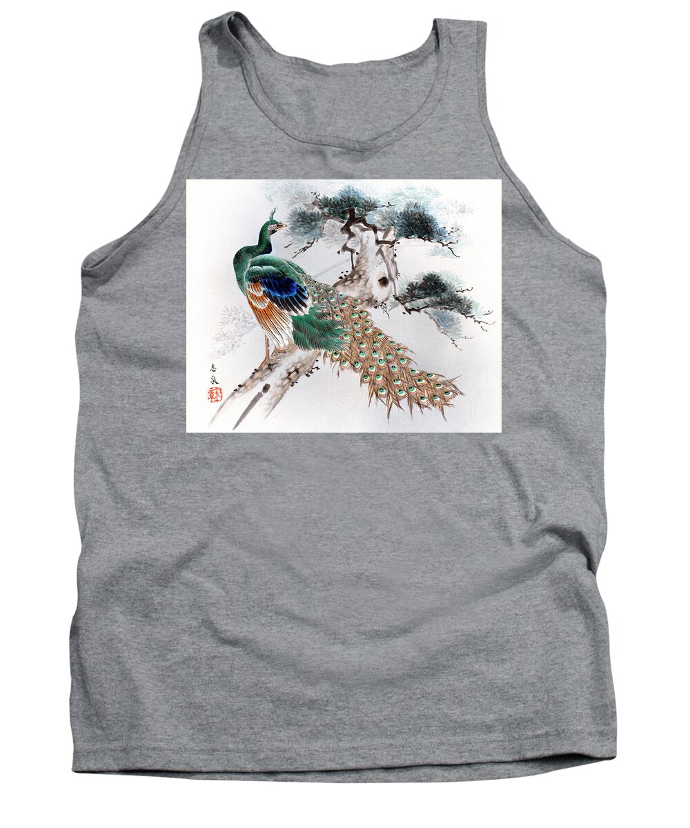 Japan Tank Top featuring the painting Peacock by Shisen