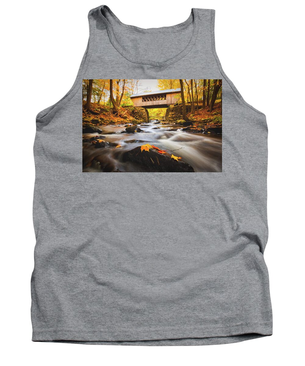 Gilford Tank Top featuring the photograph Peak Foliage Tannery Hill Bridge by Robert Clifford