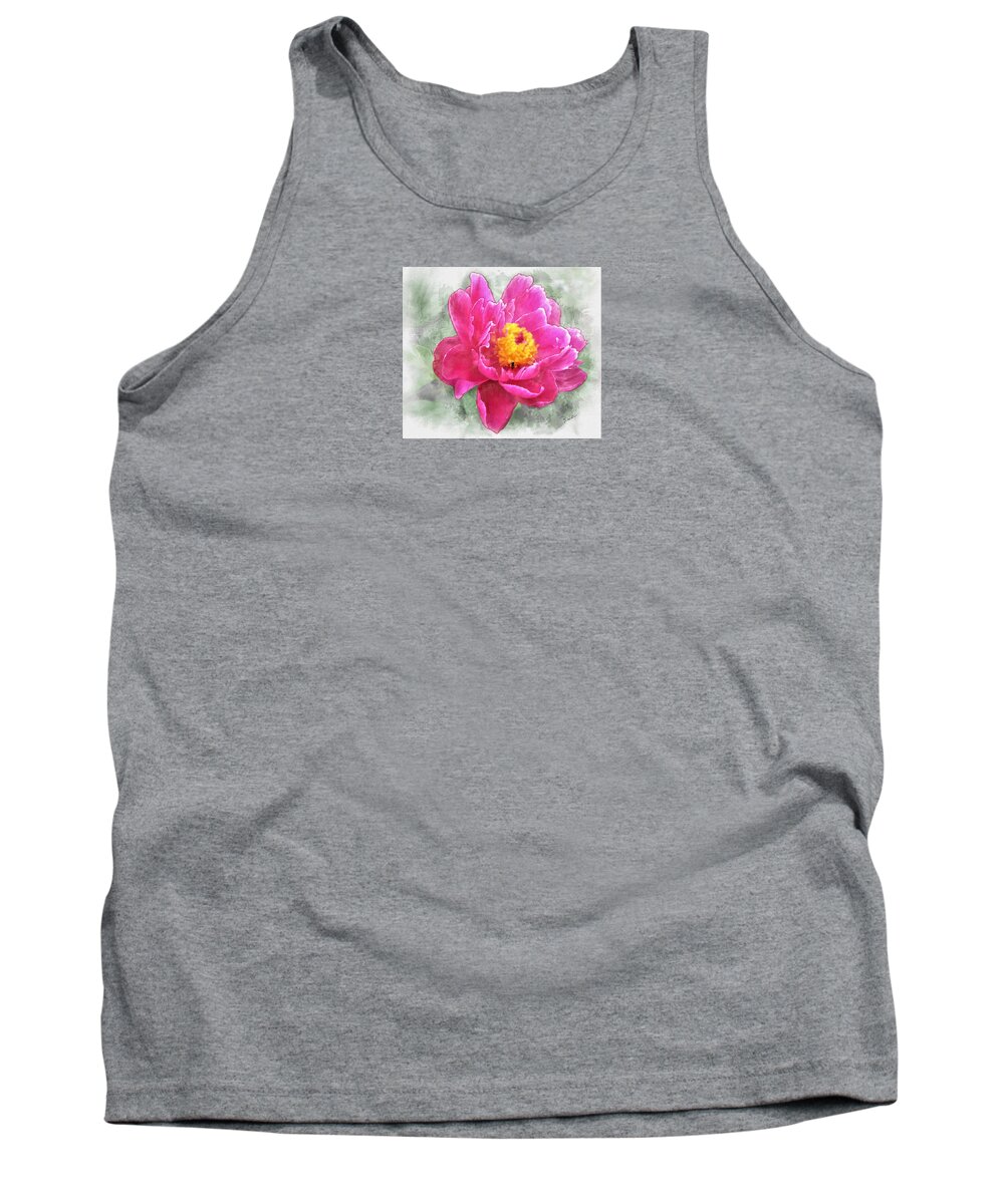 Peony Tank Top featuring the painting Peony and Bee by Diane Chandler