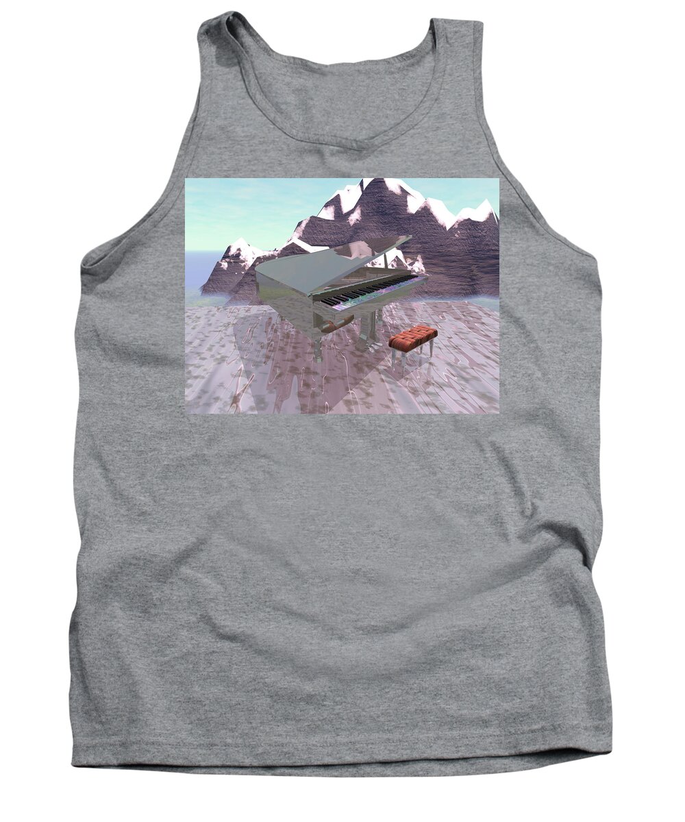 Piano Tank Top featuring the digital art Piano Scene by Bernie Sirelson