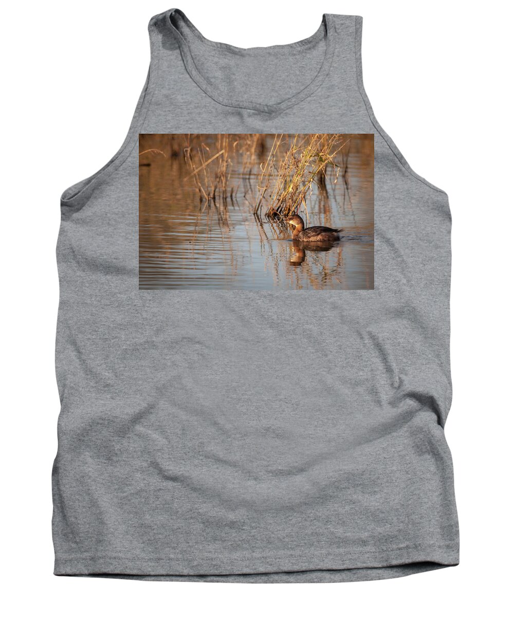 Loess Hills National Wildlife Refuge Tank Top featuring the photograph Pied billed Grebe by Jeff Phillippi