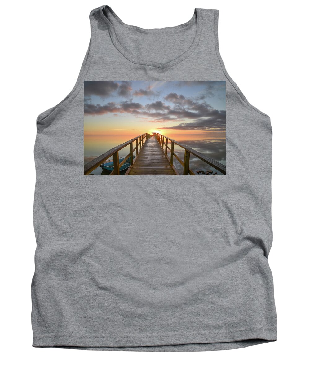 Pier Tank Top featuring the photograph Pier Into the Sunrise by Christopher Rice