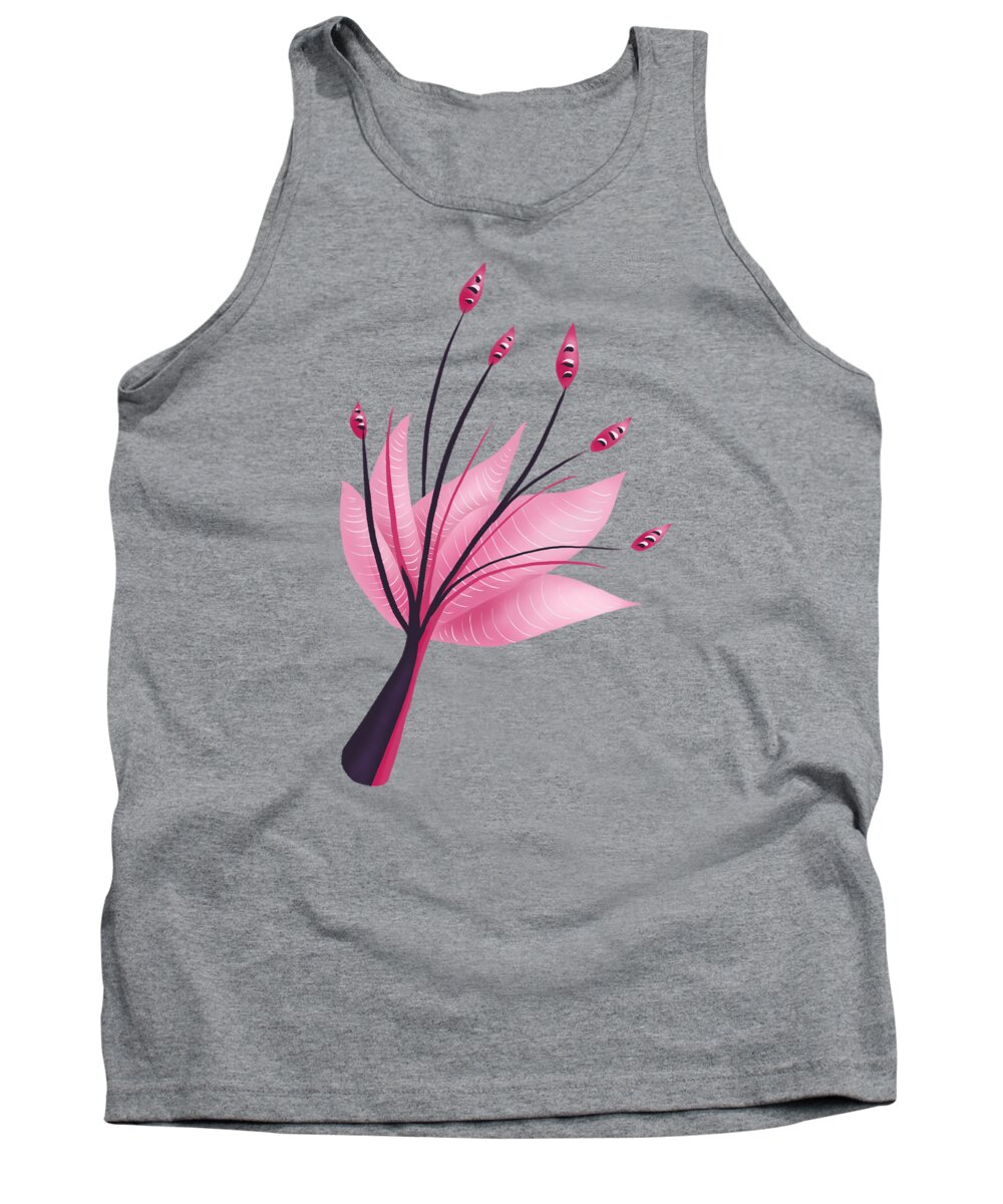Water Lily Tank Top featuring the digital art Pink Abstract Lily Flower by Boriana Giormova